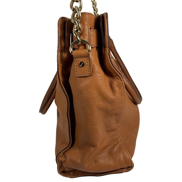 MICHAEL KORS Hamilton Leather Large Satchel Shoulder Bag + Gold Padlock/Key - Picture 4 of 16